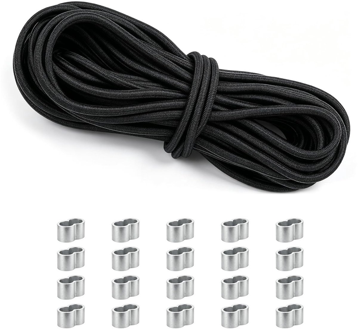 8mm Elastisch Koord, 10m Elastisch Touw voor Aanhangwagenzeil, Zwart - Duurzaam, Sterk en Veelzijdig Gebruik