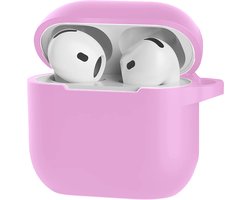 Hoesje Geschikt voor Apple AirPods 5 - Siliconen Hoes met Clip - Silicone Case Cover - Flamingo