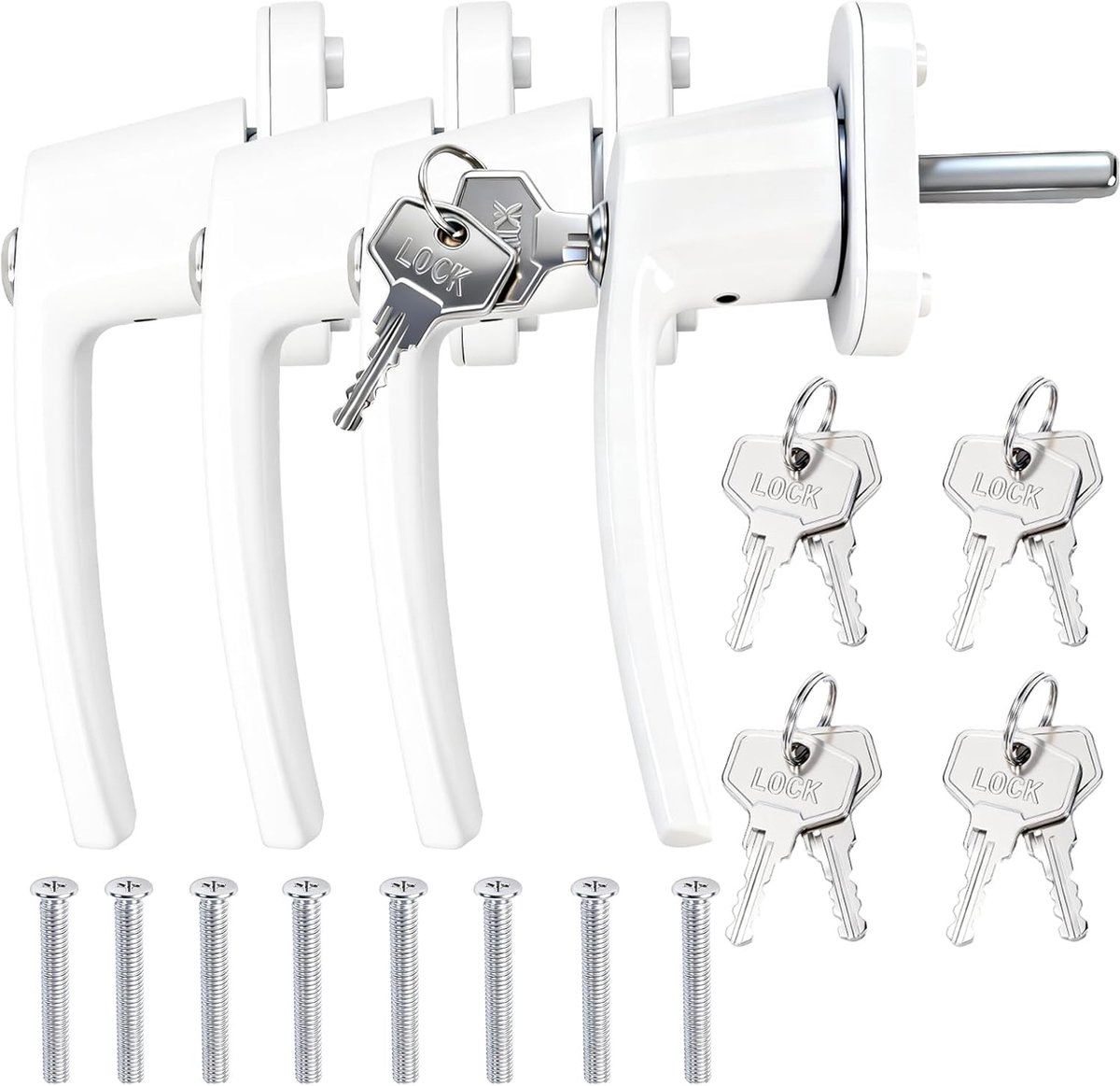 Raamhandleset 4 stuks - aluminium legering - met 2 sleutels per handle - optimale kinderveiligheid - ShopVlot