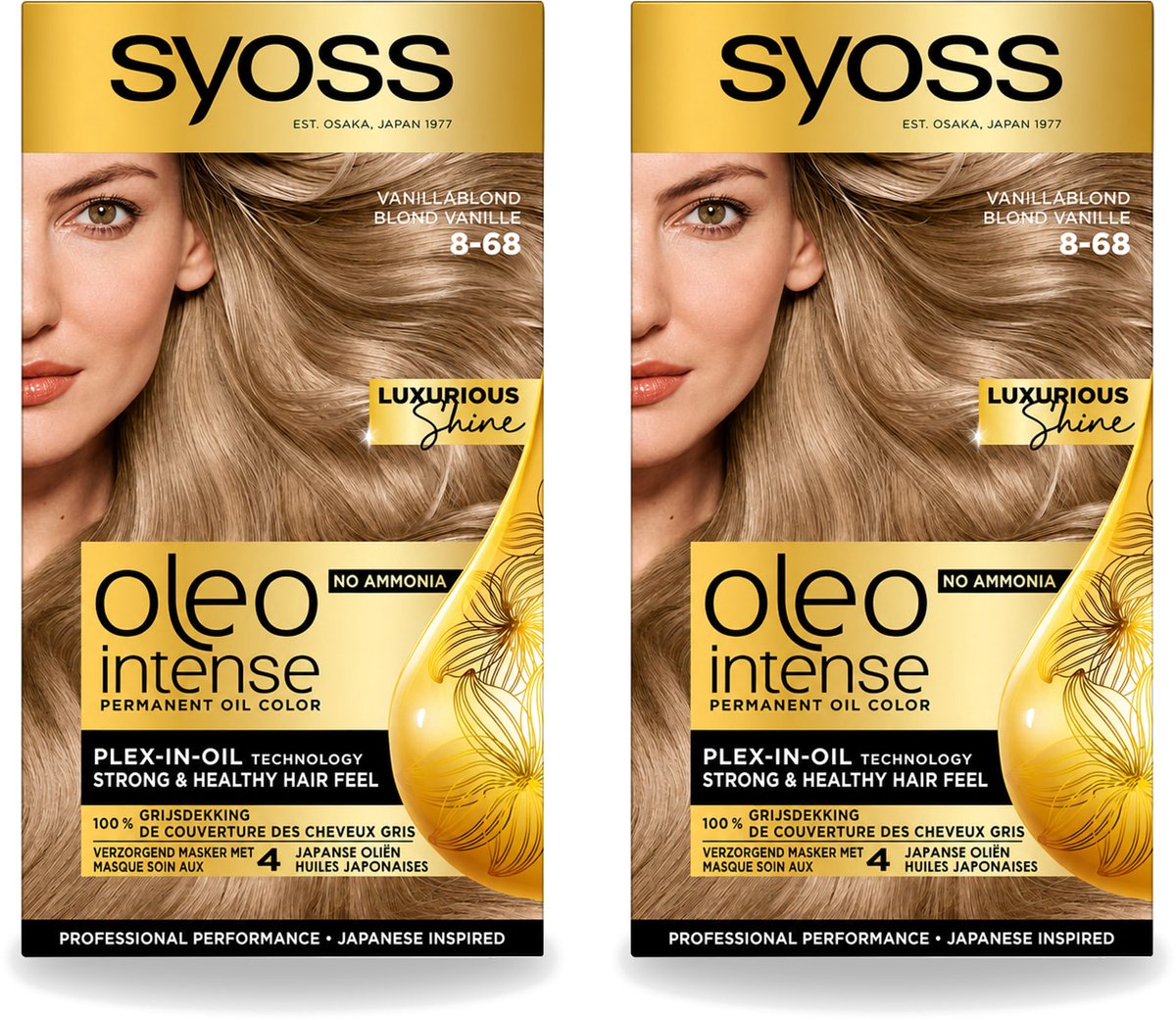 2 x SYOSS - Oleo Intense 8-68 Vanillablond - Haarverf - Zonder Ammoniak - Grijsdekking - Langdurige Kleur - Voordeelverpakking - 2 stuks