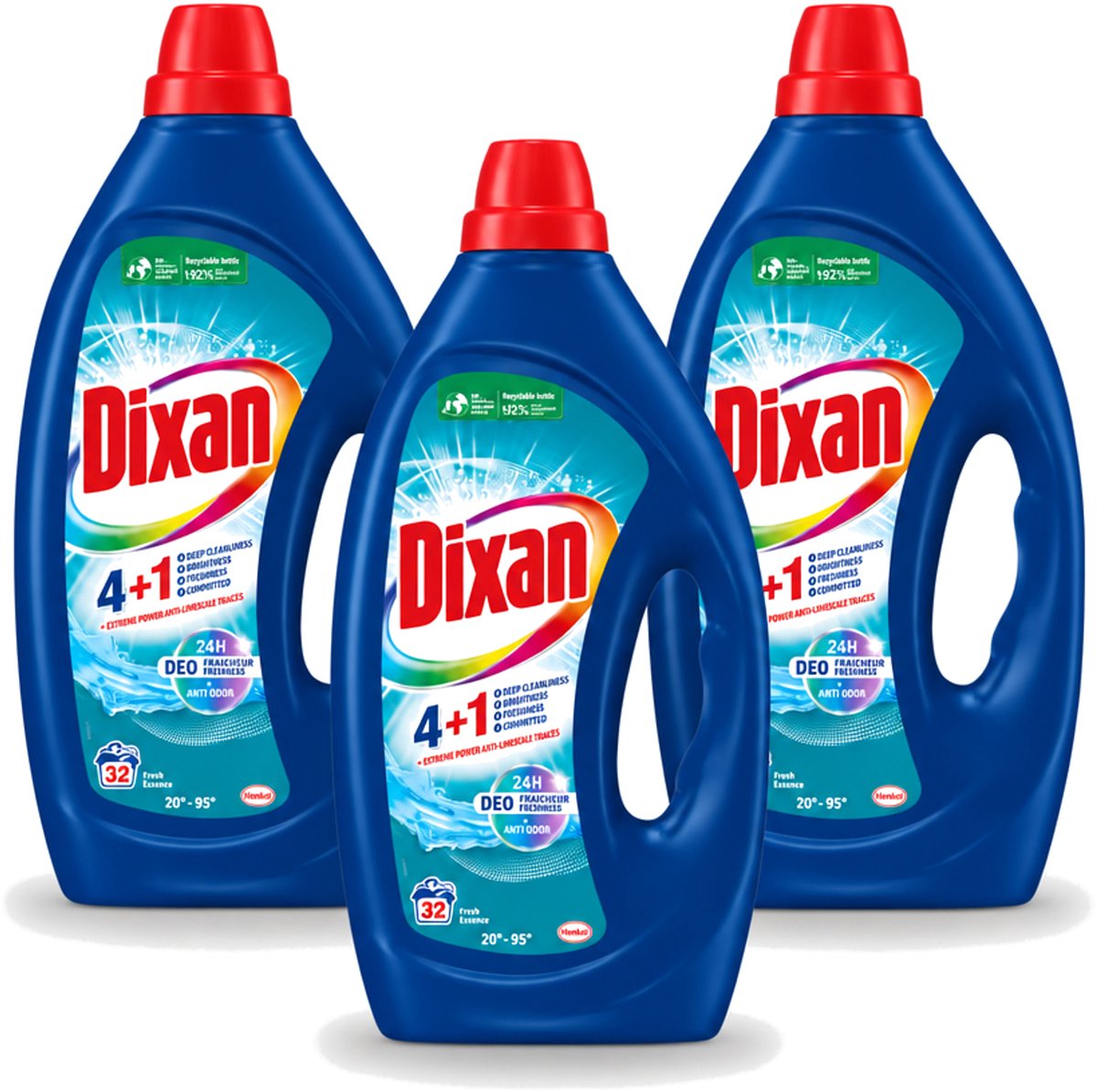 3 x Dixan - Vloeibaar wasmiddel - Fresh Blue - 32 wasbeurten - Voordeelverpakking - 3 stuks