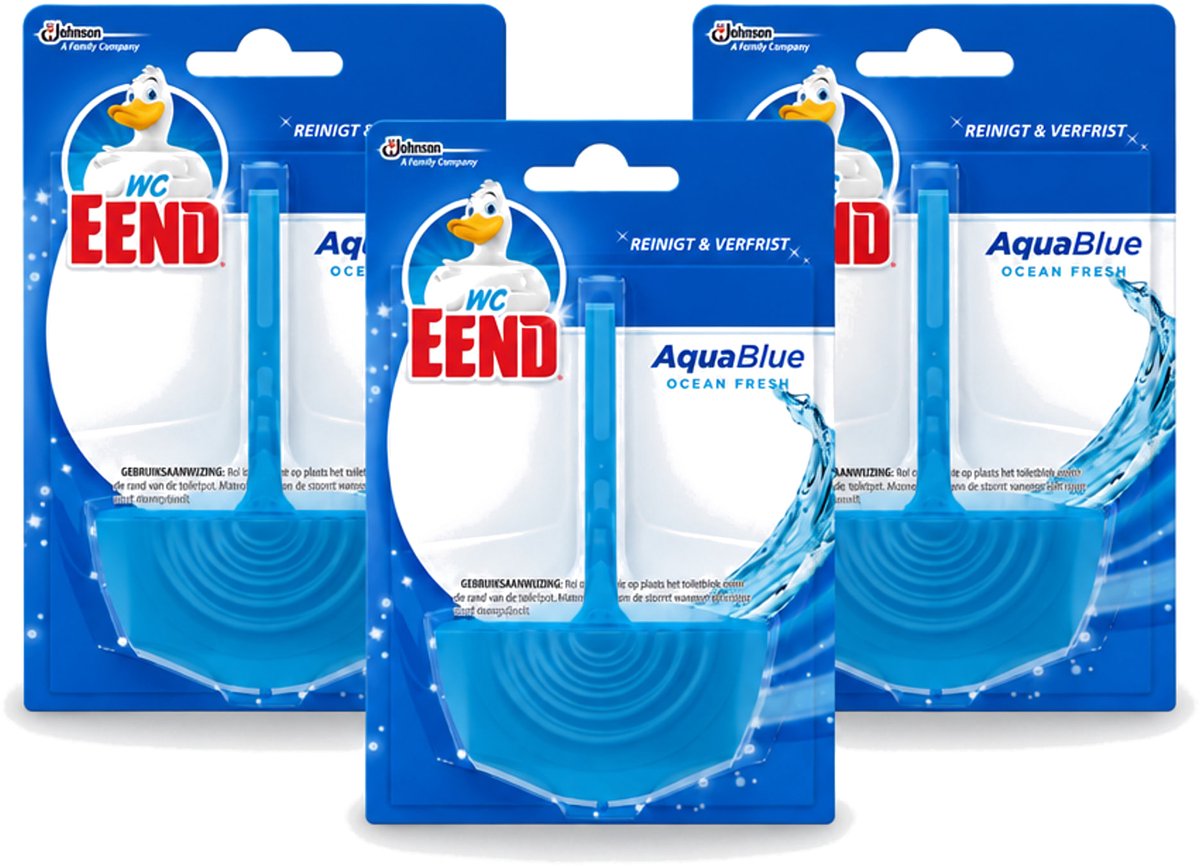 3 x WC Eend - Aqua Blue - Toiletblok - Kleurt Water Blauw & Verfrist - 40 gr - Voordeelverpakking - 3 stuks