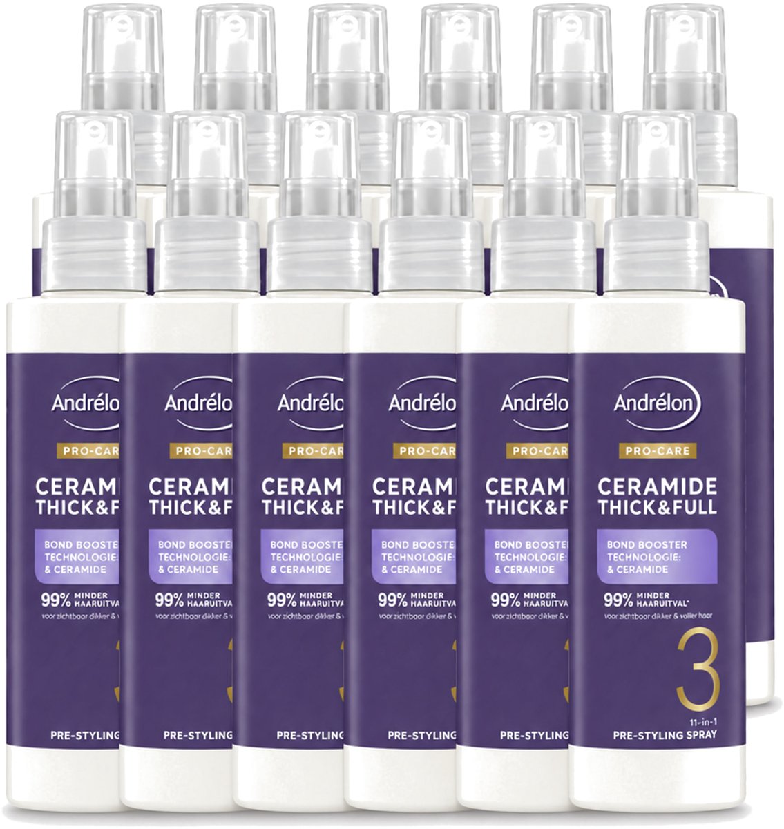 12 x Andrélon – Leave-In Spray – Pro Care Ceramide Thick & Full – 200 ml - Voordeelverpakking - 12 stuks