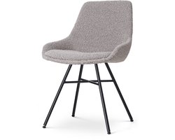 Nolon Noa-Isa Eetkamerstoel Bouclé Taupe - Stof - Zwart Onderstel - Design - Scandinavisch - Comfortabel