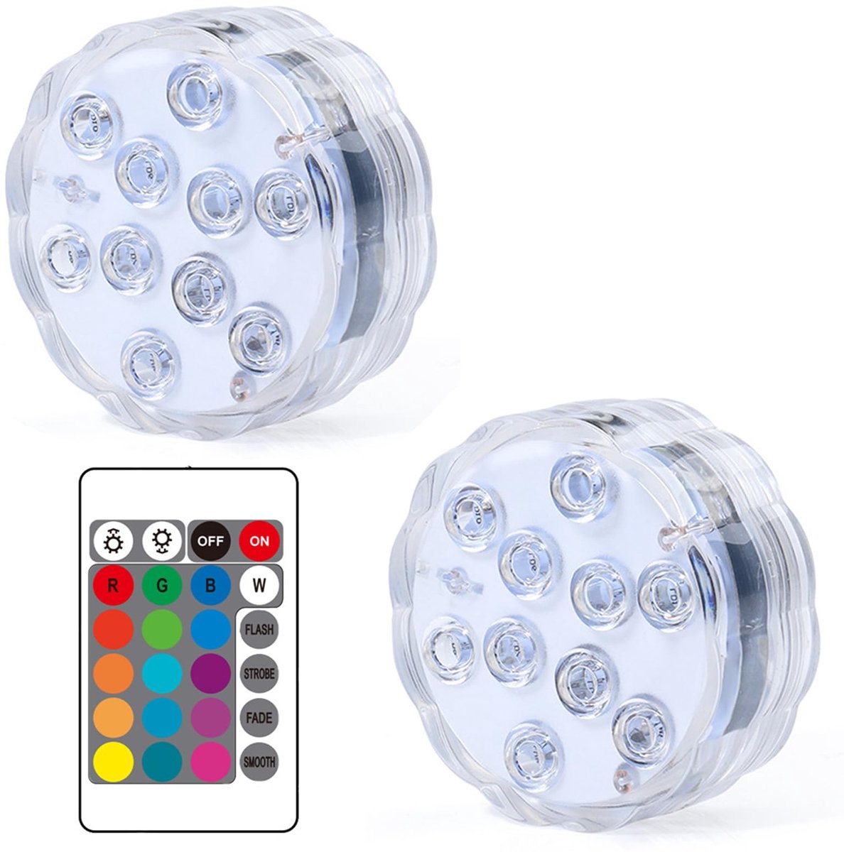 Dompelbare ledverlichting - veelkleurige RGB-dompellampen - met afstandsbediening - ShopVlot