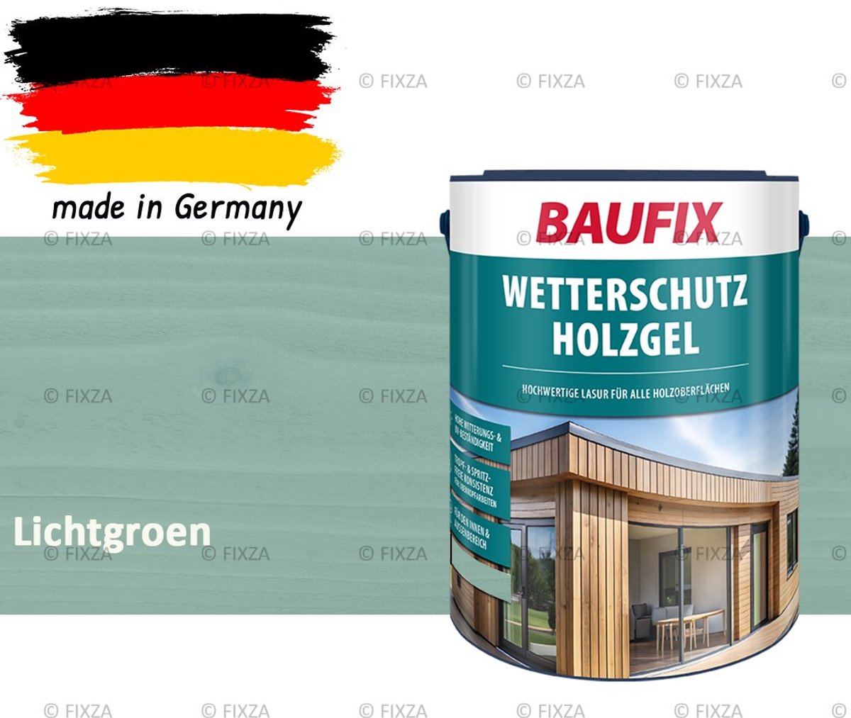 BAUFIX Buitenbeits – Lichtgroen – Zijdeglans – 5 Liter – Voor Schutting, Tuinhuis & Blokhut – UV- & Weerbestendig