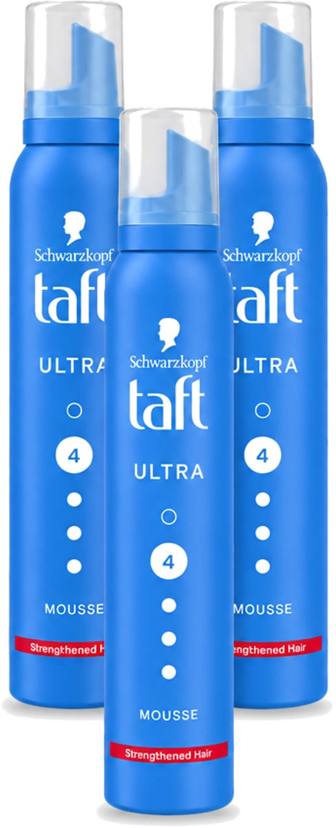 3 x Taft - Haarmousse - Ultra 4 - Volumineuze fixatie - 200 ml - Voordeelverpakking - 3 stuks
