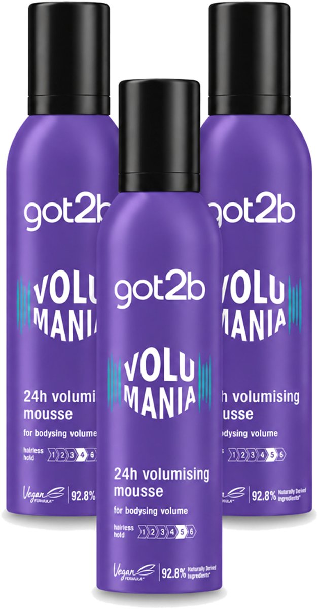 3 x Got2B - Volumemousse - Volumania 24H - 250 ml - Voordeelverpakking - 3 stuks