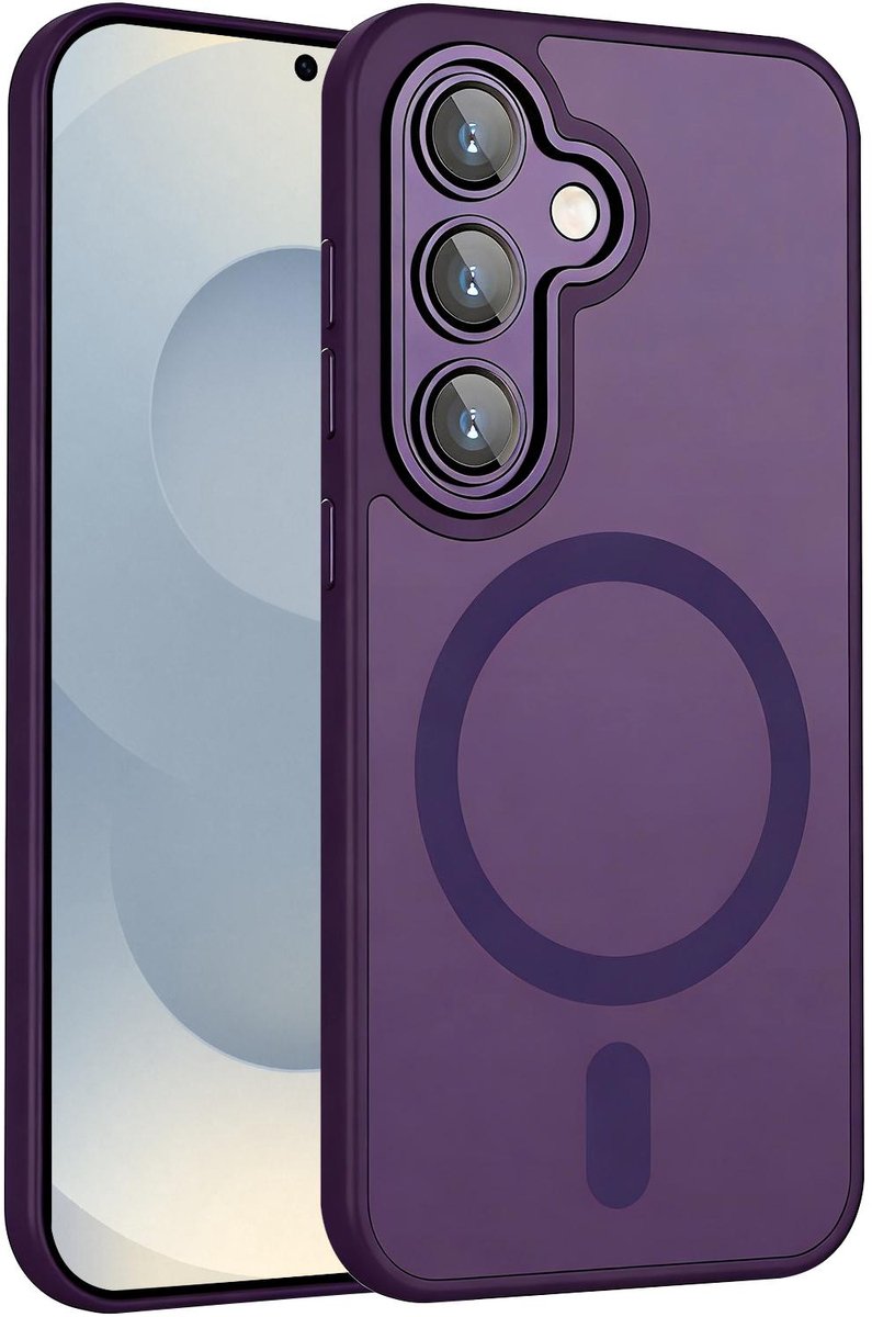 XDcase Skin Feel Transparant Mat Hoesje met MagSafe magneet & Lensbescherming – Samsung Galaxy S25 / S24 5G Paars