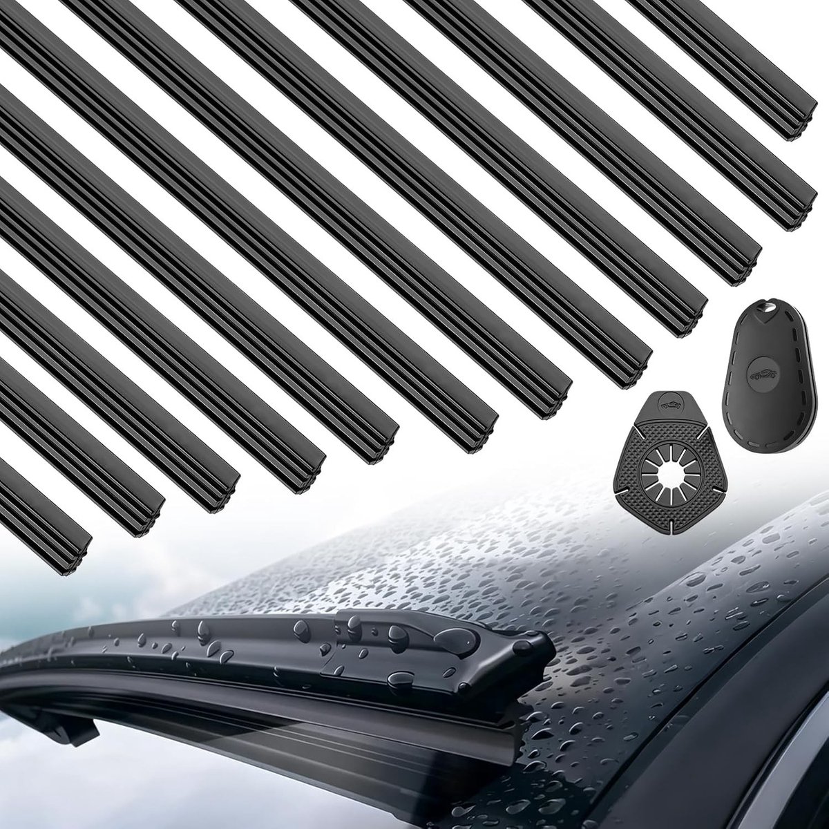 12 Stuks Vervangende Ruitenwisserrubber voor Voorruitwissers, Inclusief Renovator en Opening Guard, 700mm Ruitenwisserrubber voor Auto's en Voertuigen