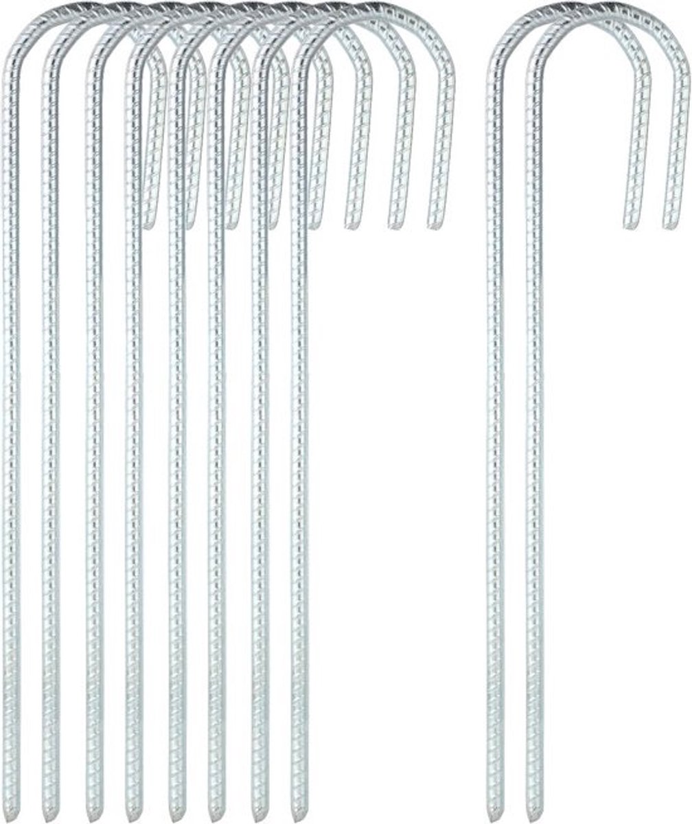 Set van 10 gegalvaniseerde grondpennen - 30 cm - Stevige haringen - Voor trampoline, tent en tuin