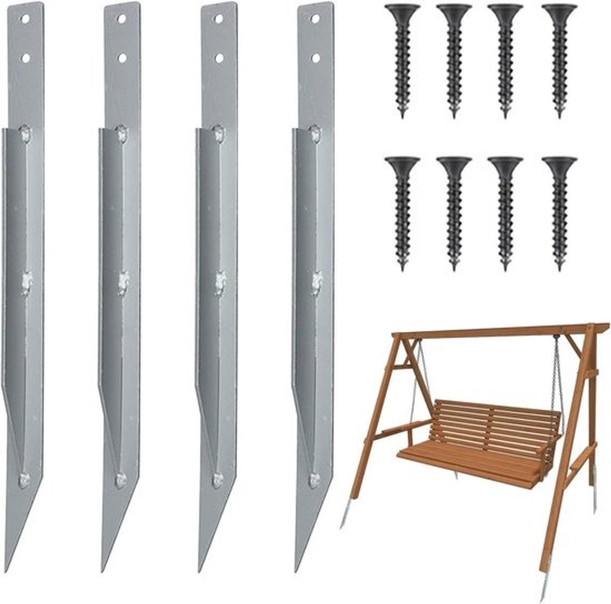 Outdoor swingende ankers - Bodemverankeringen, trampoline-stakes - Zware tentnagels voor speelhuis, speeltoren