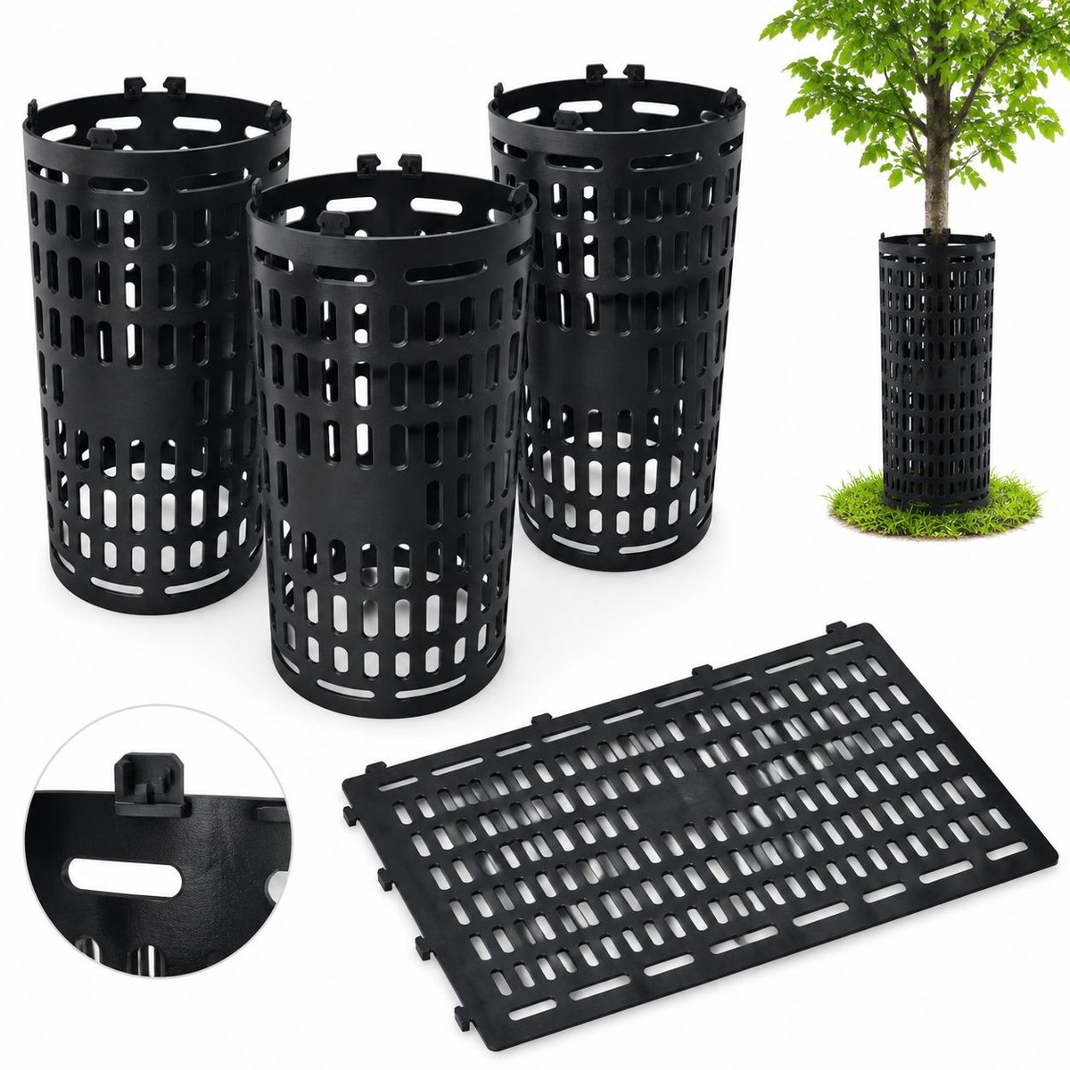 VHV - Boomstambeschermer wrap - 3 stuks - Zwart - Beschermende boomhoezen - Gaas plantenhoezen boombuizen - voor zaailingen