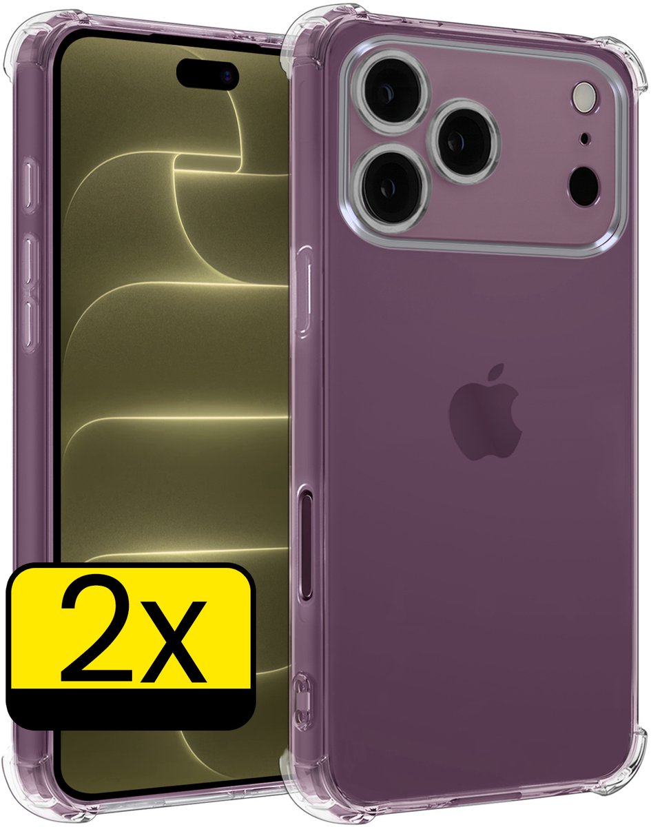 Hoesje - 2 Stuks - Geschikt voor Apple iPhone 18 Pro Max - Sterk & Shockproof - Siliconen Case - Back Cover - Telefoon Hoes Shock Proof - Telefoonhoesjes - Transparant