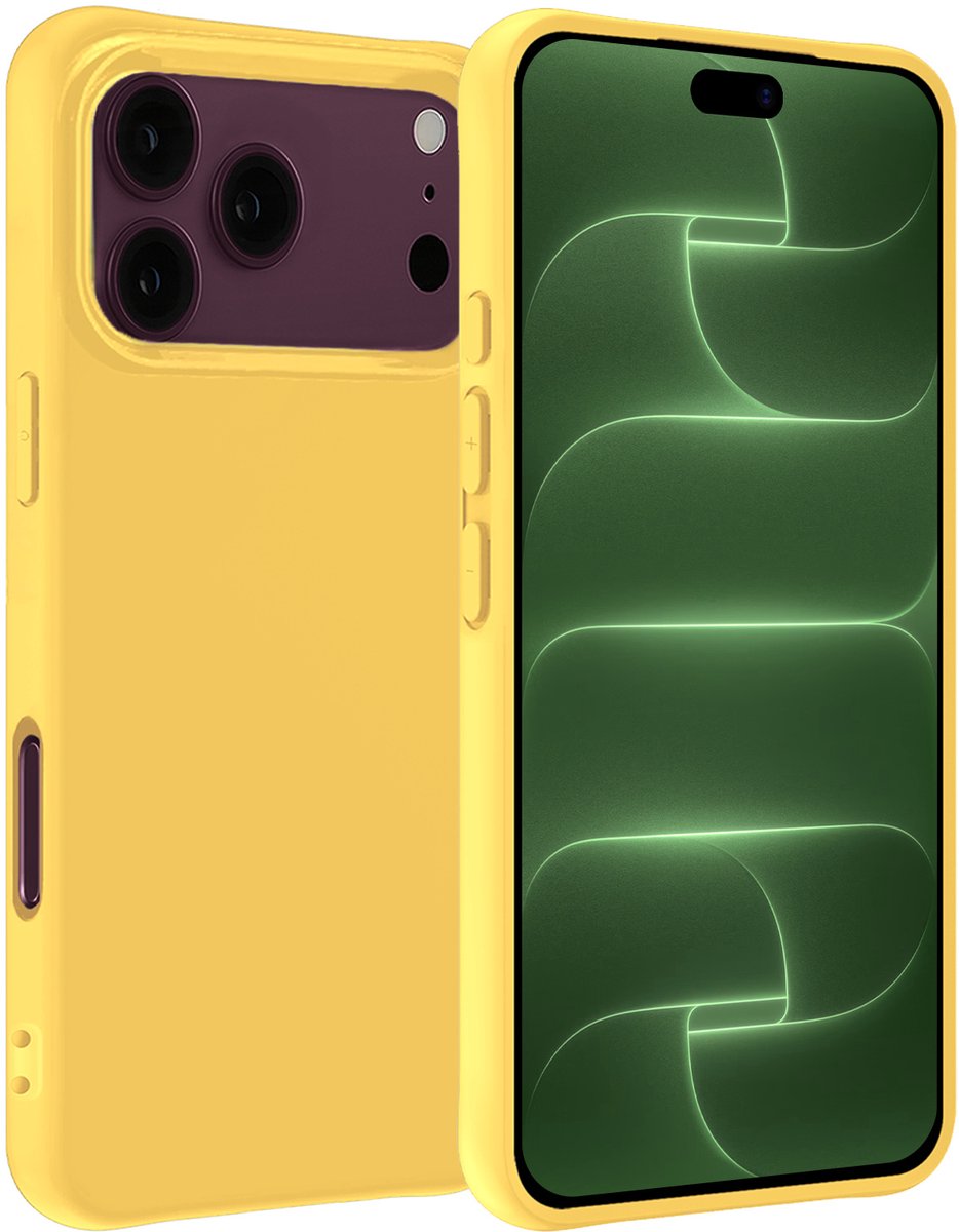 Hoesje Geschikt voor Apple iPhone 18 Pro - Sterk & Shockproof - Hoes Cover - Siliconen Case - Geel
