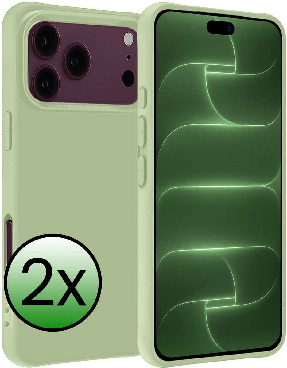 Hoesje 2 Stuks - Geschikt voor Apple iPhone 18 Pro - Sterk & Shockproof - Case Siliconen - Back Cover - Telefoon Hoes - Groen