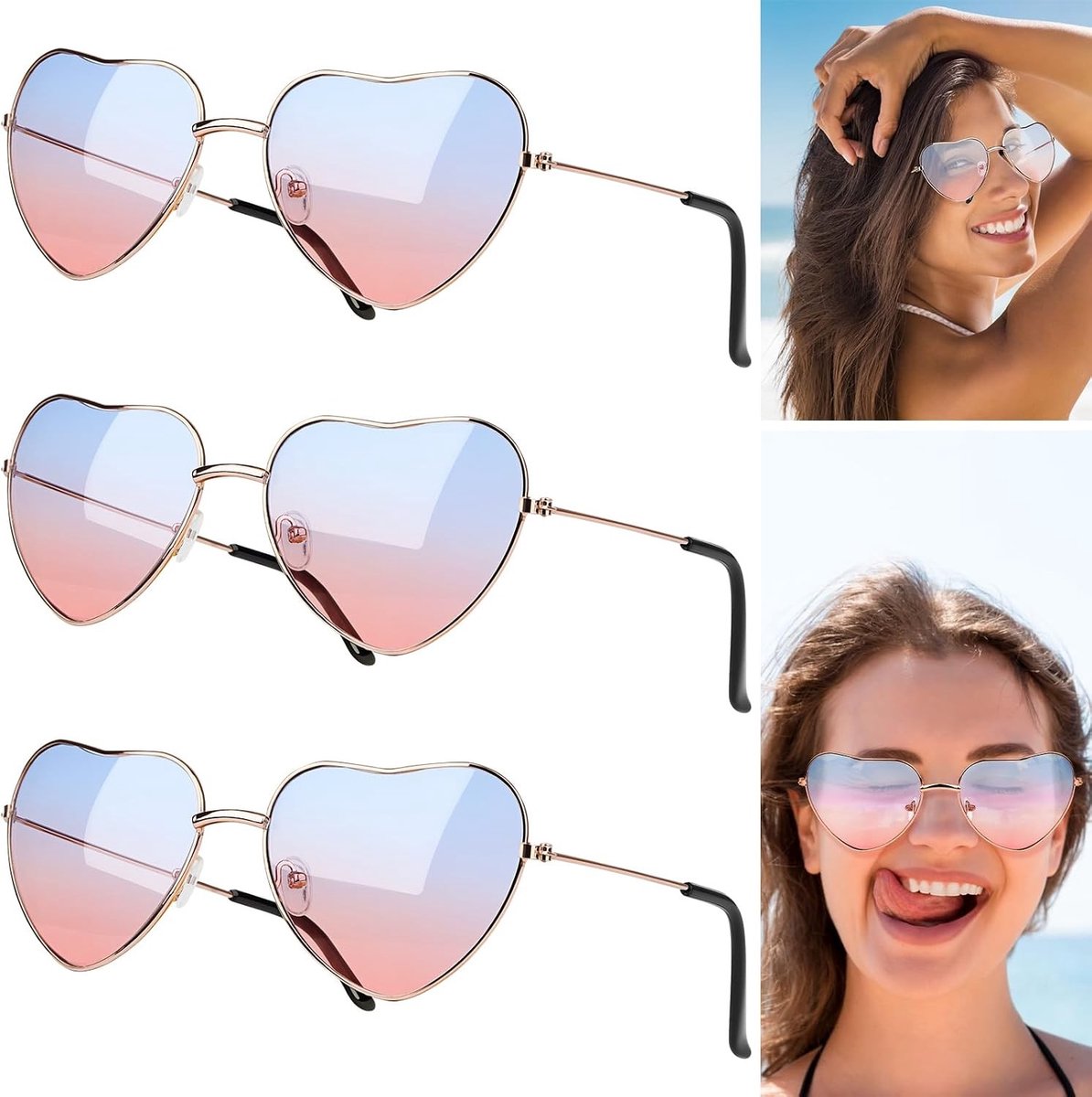 Retro Hippie Zonnebrillen voor Mannen en Vrouwen - 2 Paar Kostuum Zonnebrillen voor Feest en Festival