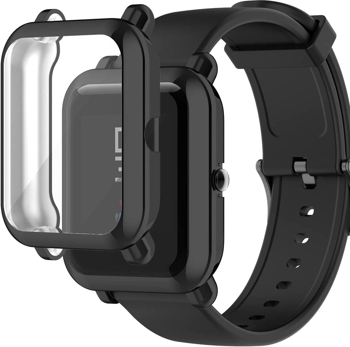 [2 Pieces] Case Compatible with Amazfit Bip/Bip Lite/Bip U/U pro, Black Allround Protective Case with Screen - ShopVlot