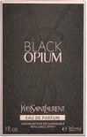 Yves Saint Laurent Black Opium Eau de Parfum verpakking met glinsterend zwart design, YSL-logo en tekst.