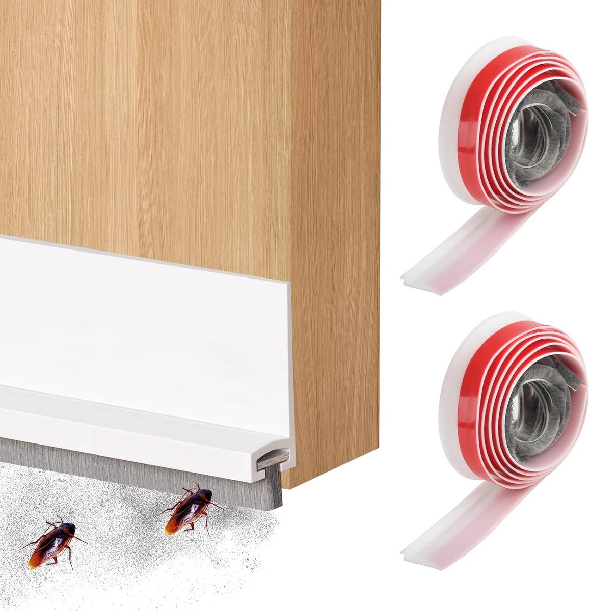 Set van 2 Zelfklevende Deurrubbers, 5 x 100 cm, Tochtstrip voor Koude en Insectenbescherming, Aanpasbare Borstelafdichting