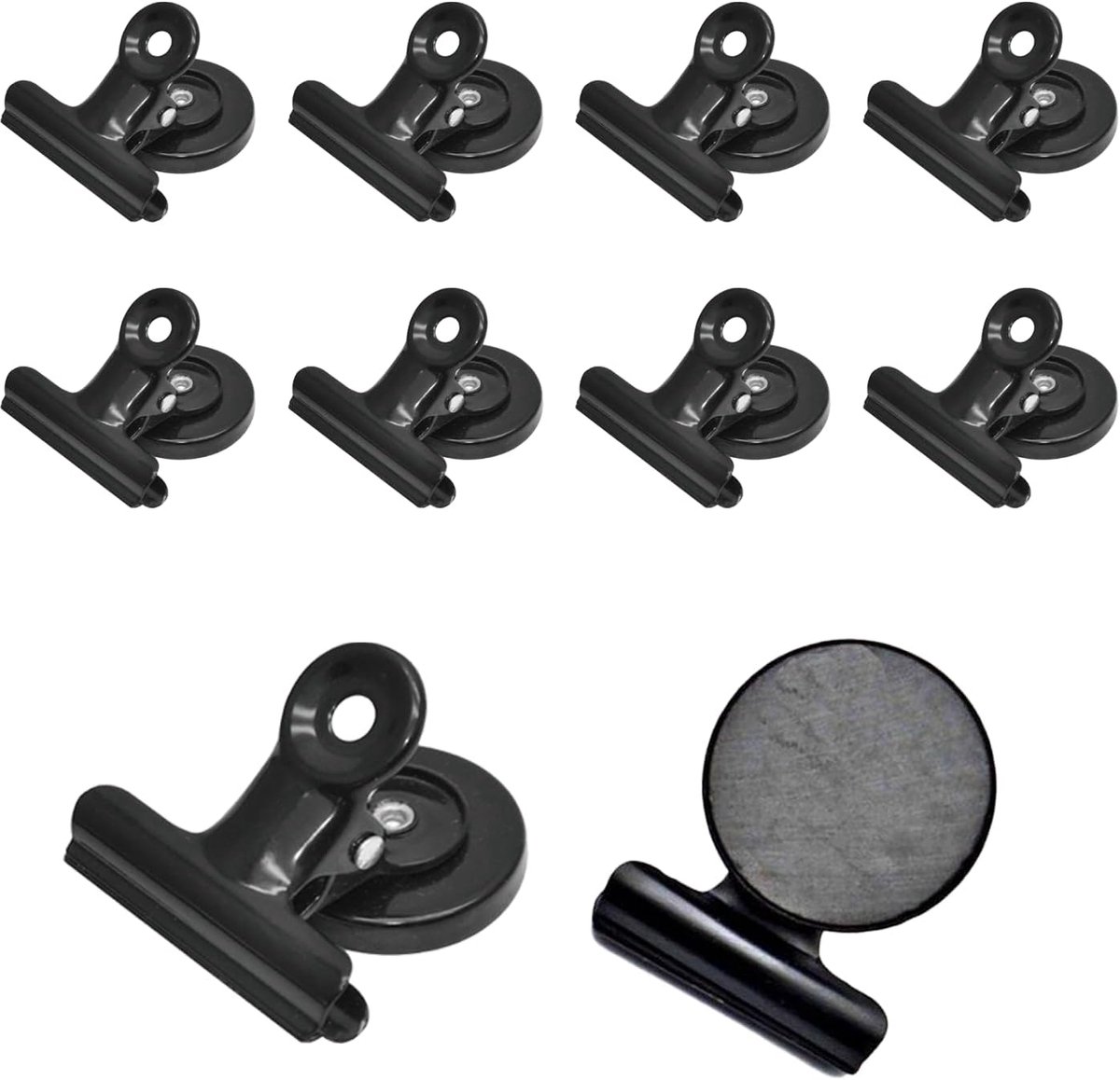 10pcs Black Magnetic Clips with Clip, Magnetic Clips, Magnetic Clips, Magnetic Clips, for Refrigerator, Office, School - ShopVlot