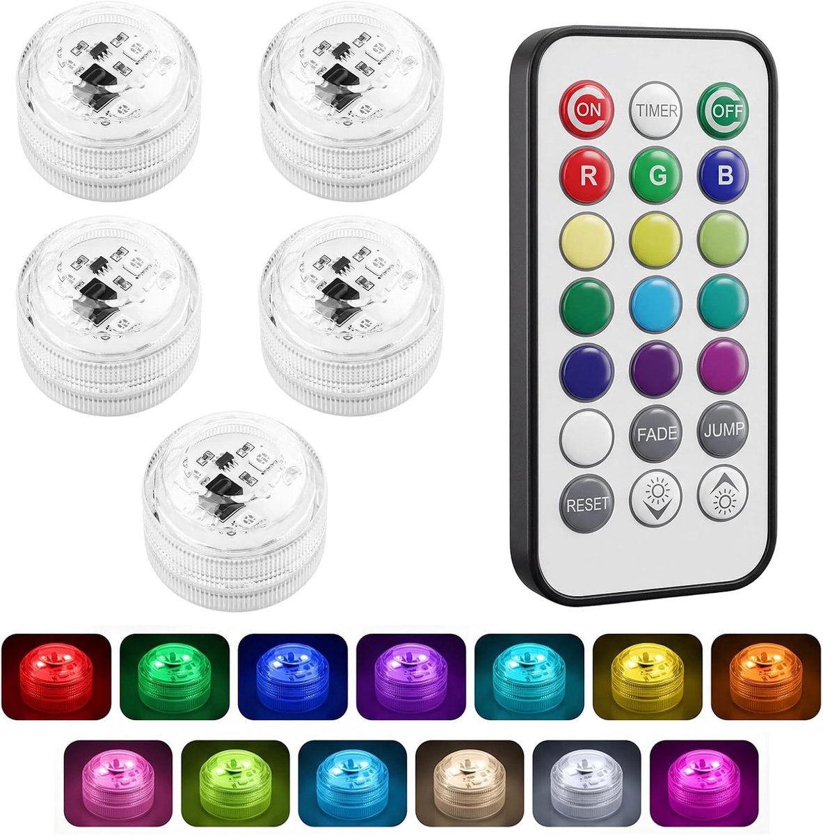 Mini-ledlampen, onderdompelbaar, met afstandsbediening, voor aquarium, vijver, zwembad - ShopVlot