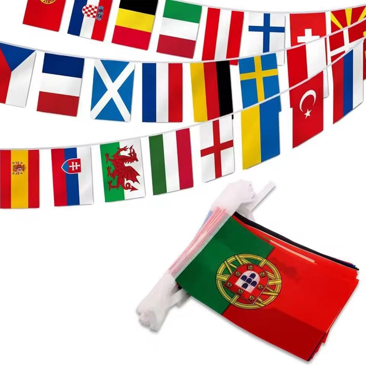Football World Cup 2022 Flag Necklace, 32 Countries Flag Chain Banner 20 Meters Both Sides Fabric Bunting for 2022 - ShopVlot