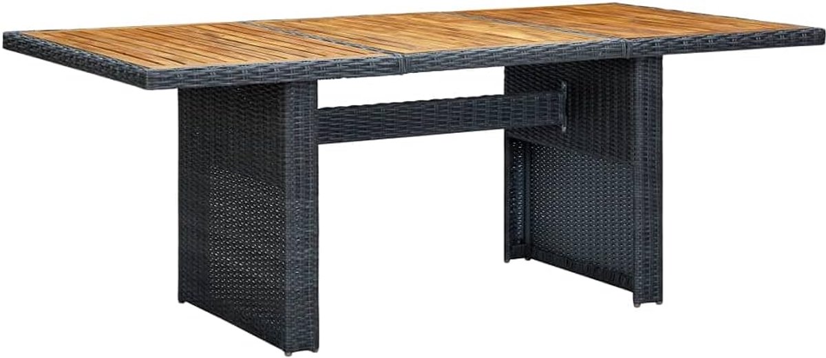 Donkergrijs van polyrotan en massief hout acacia met rond tafelblad en gepoedercoat stalen frame voor terras tuin