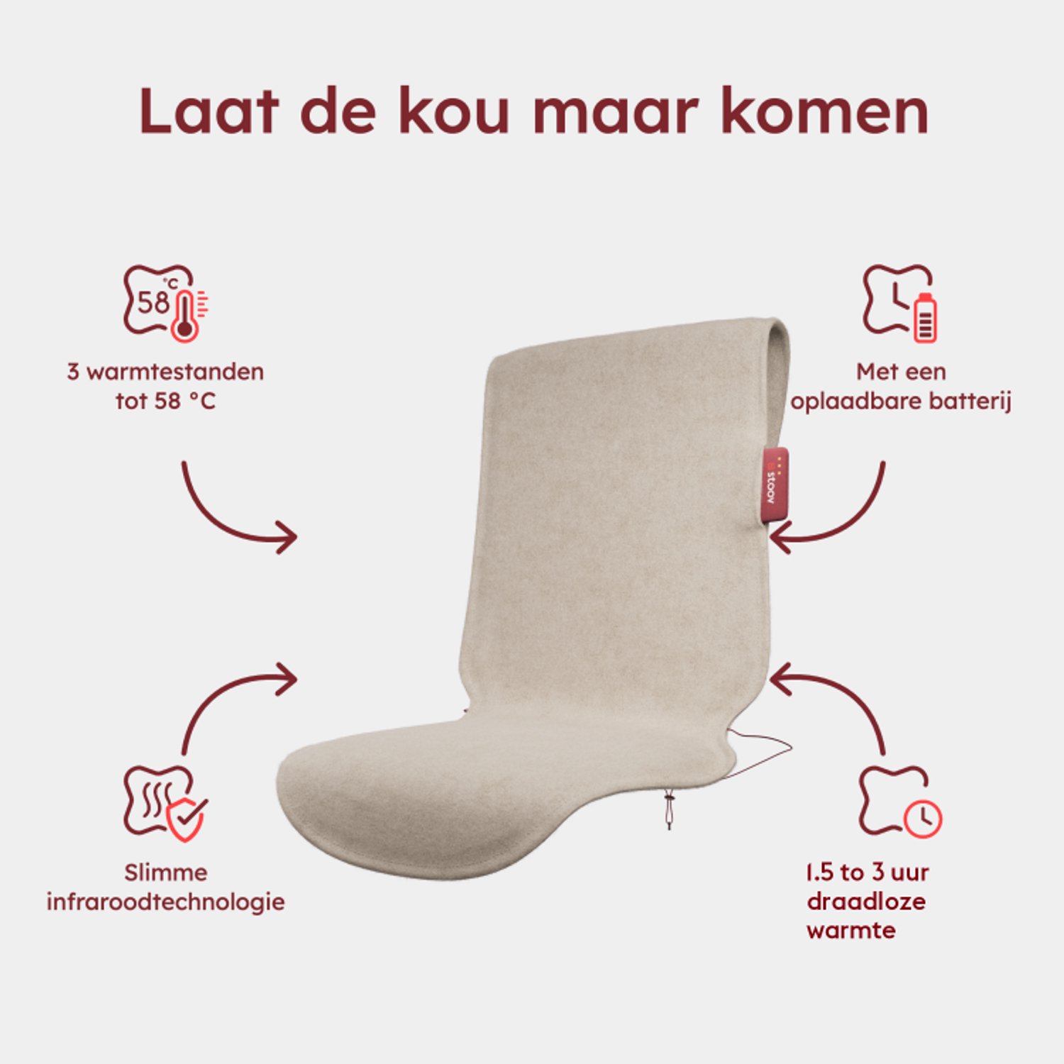 Stoov Big Hug³ XL - Warmtedeken - Elektrische deken - Original Soft Beige - 3 warmtestanden tot 58°C - Flex: 1,5 tot 3 uur – foto 3