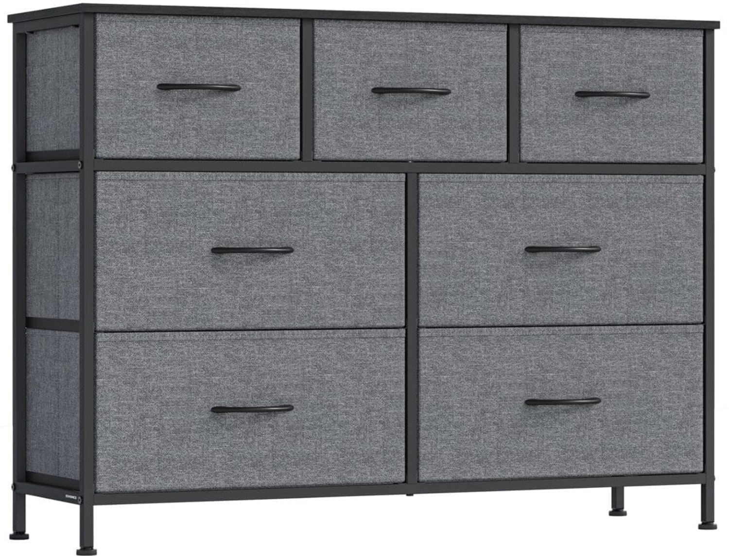 Klarven Commode Grijs - Ladenkast met 7 Lades - Dresser - Industrieel design - Stevig frame - B98,8xd30xh73,7cm Gris ardoise