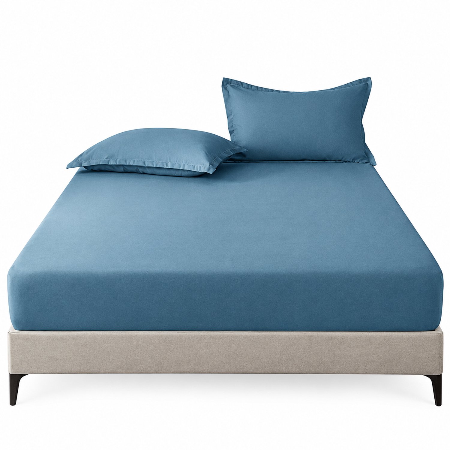 SWGOTA Blauw hoeslaken 200×220 cm van polyester - Effen beddengoed