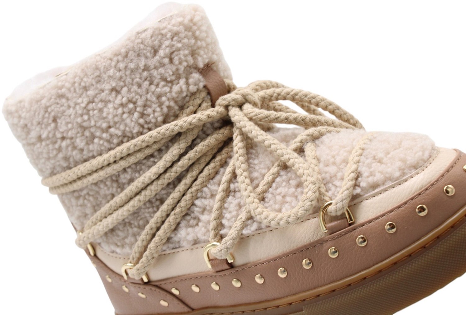 Inuikii Curly Rock Laarzen - Faux Fur - Dames - Beige - Maat 40