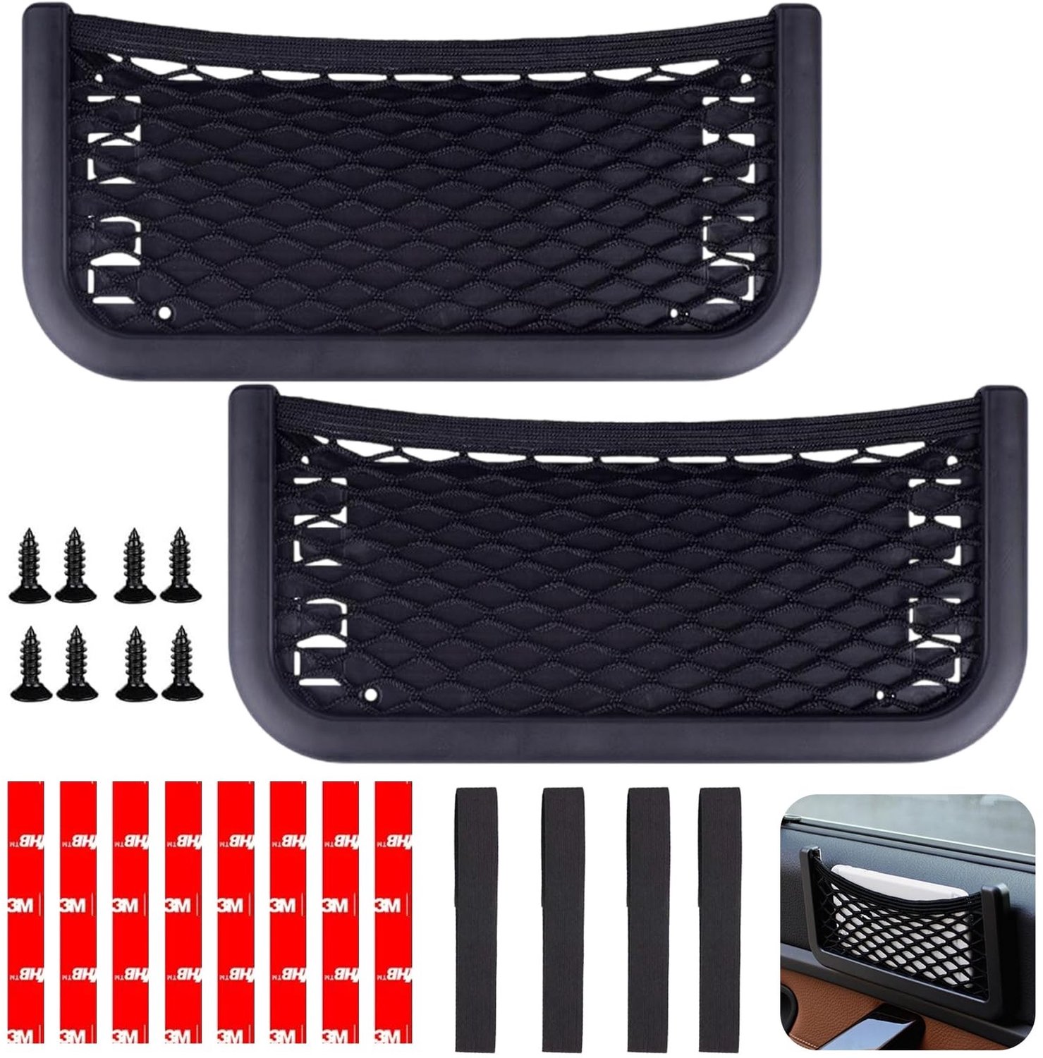 Auto Opbergnets (Set van 2, 26 x 12 cm)