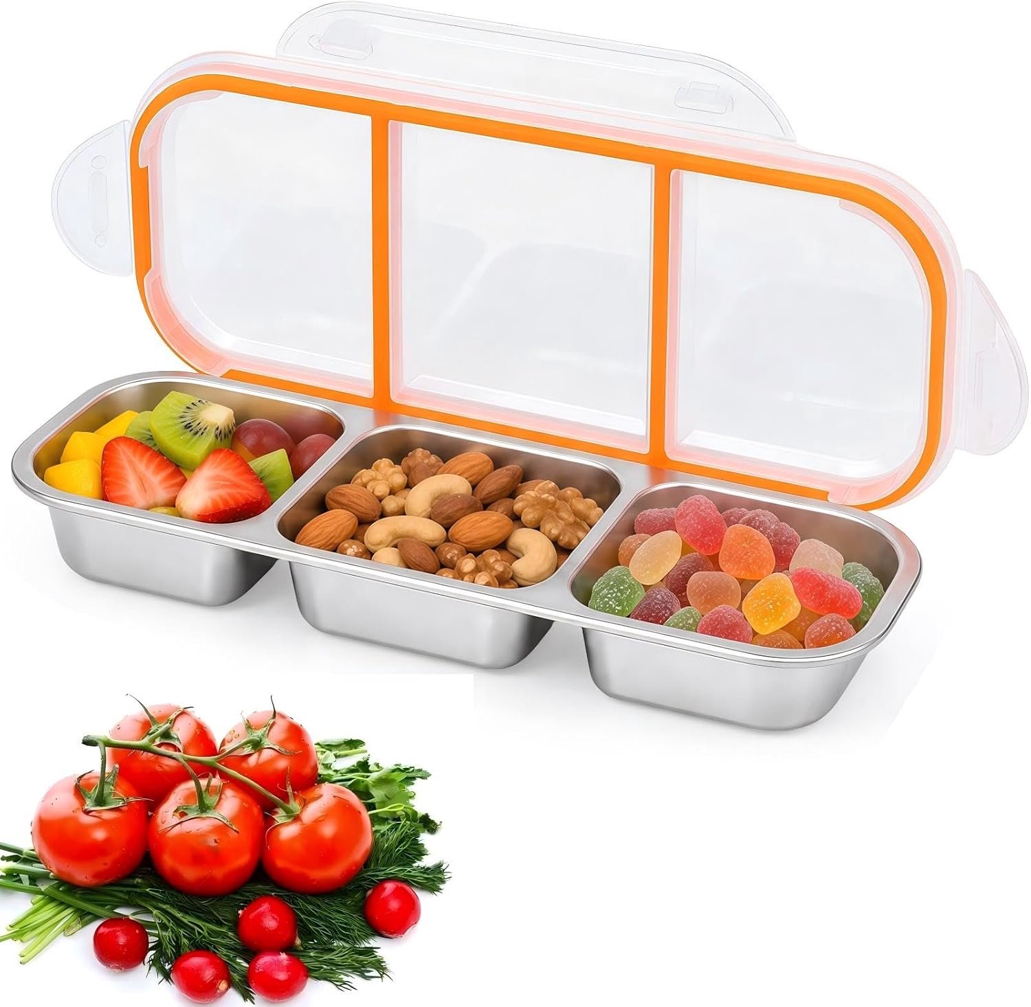 Snackbox met vakken, lekdichte bento box, lunchtrommel, maaltijdvoorbereidingsdoos met deksel voor school werk camping