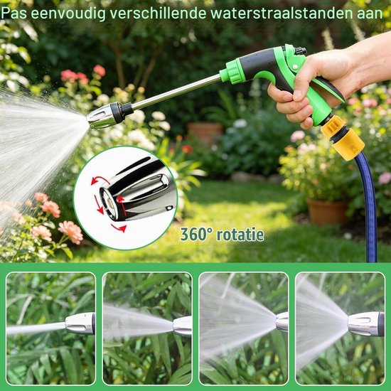 Hogedrukpistool Power Jet 2026, tuinpistool met messing mondstuk, metalen tuinwaterpistool, robuust, geschikt voor vele toepassingen in de tuin, terras (B) — afbeelding 3
