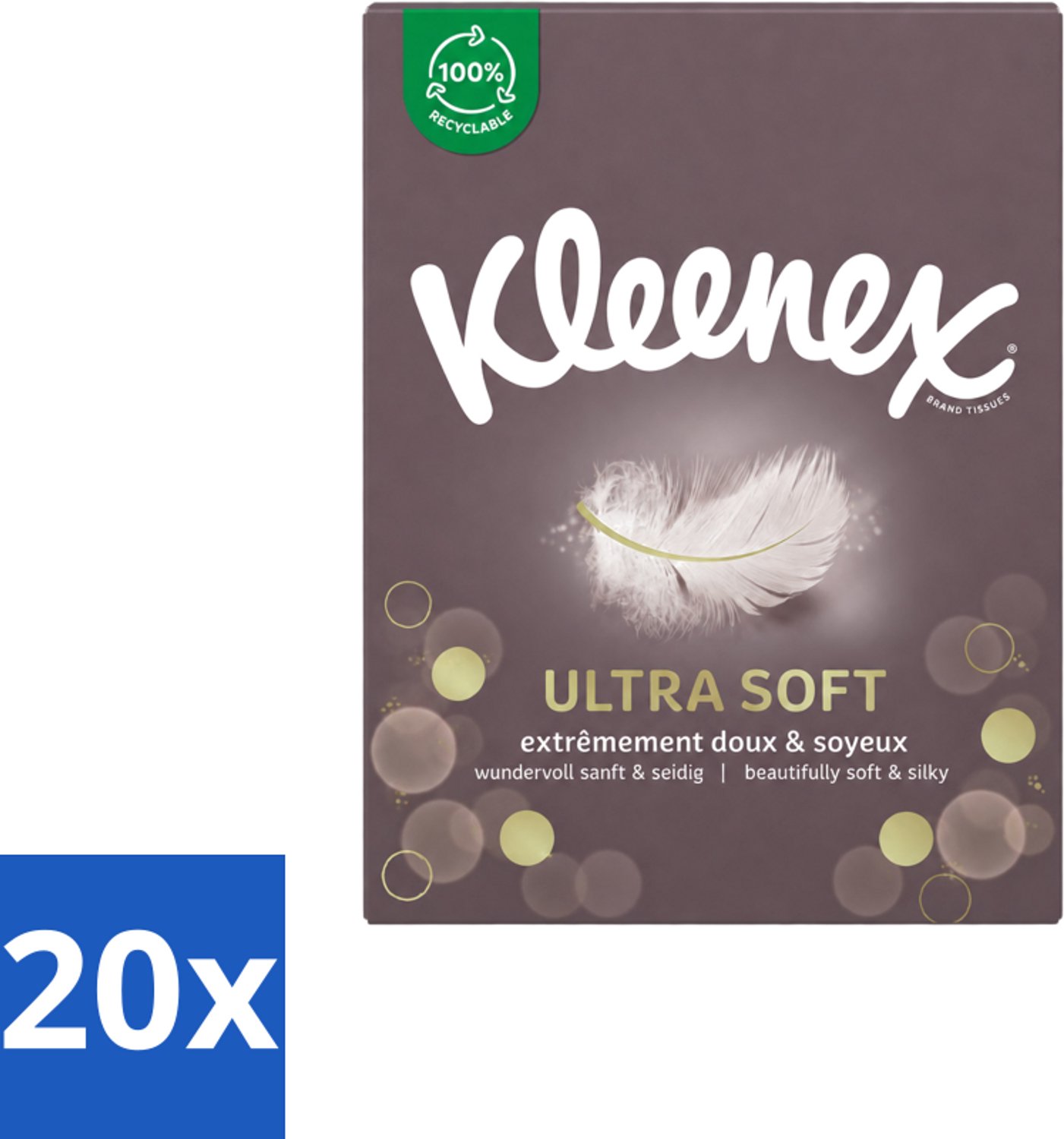 20 x Kleenex - Ultrasoft Tissues - Zacht & Sterk - 64 Stuks - Voordeelverpakking - 20 stuks