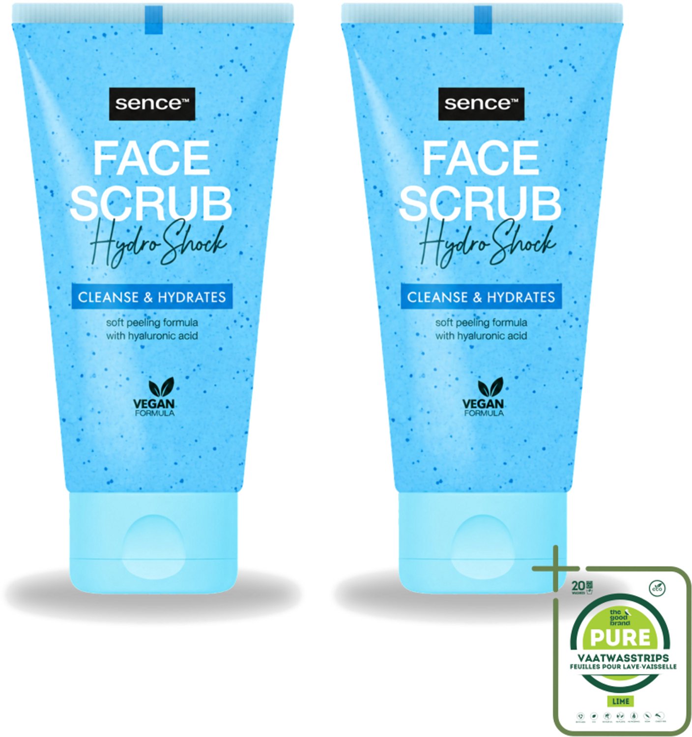 2 x Sence - Alle Huidtypes - Gezichtsscrub - Exfoliërend - 150 ml - Grootverpakking - Vaatwasstrips - Gezichtsscrub - Exfoliëren - Huidverzorging - Huidscrub - Huidverzorging Voor Alle Huidtypes