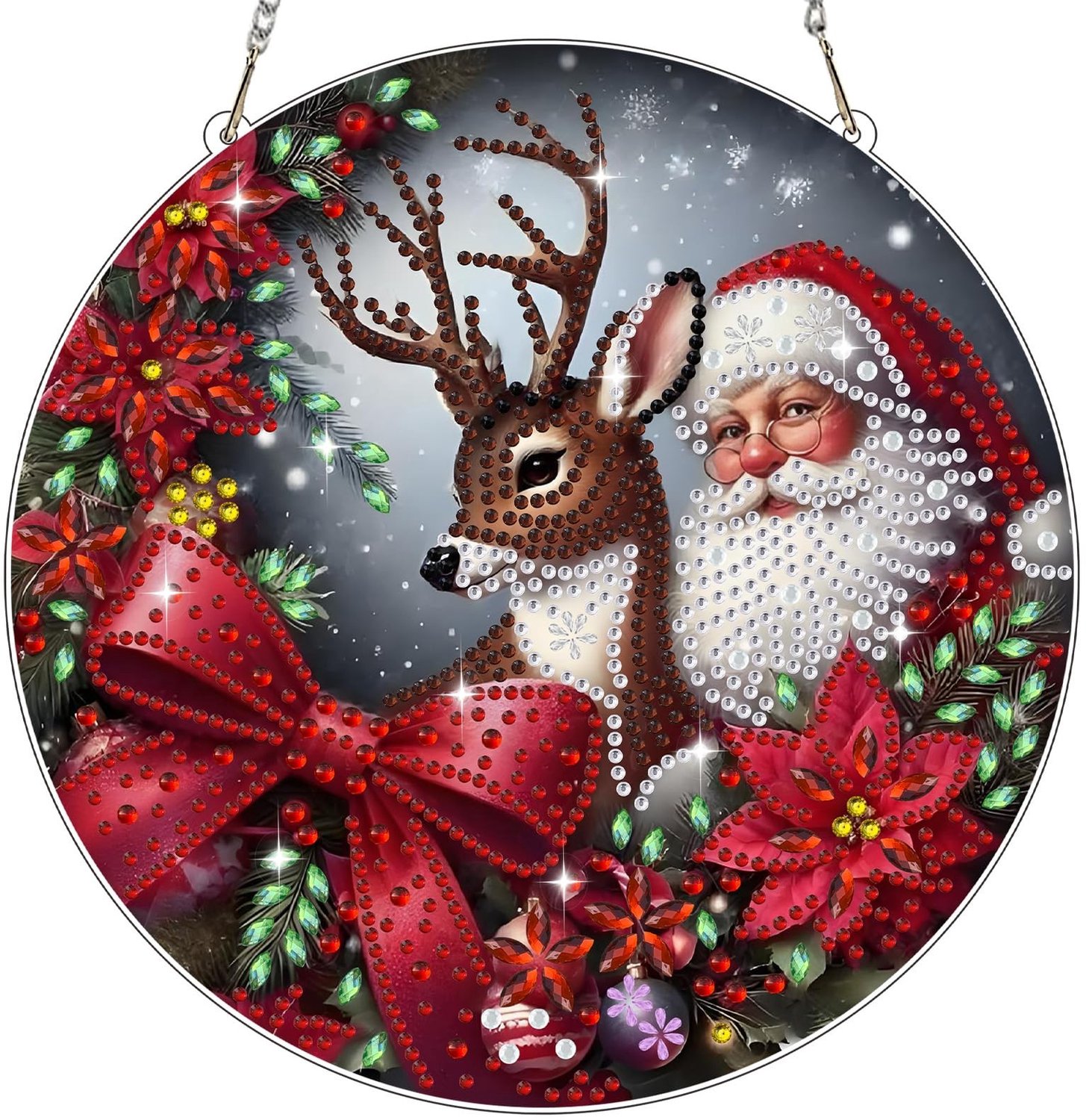 Kerstdiamantschilderij Hanger - 5D DIY Kit met Kerstman