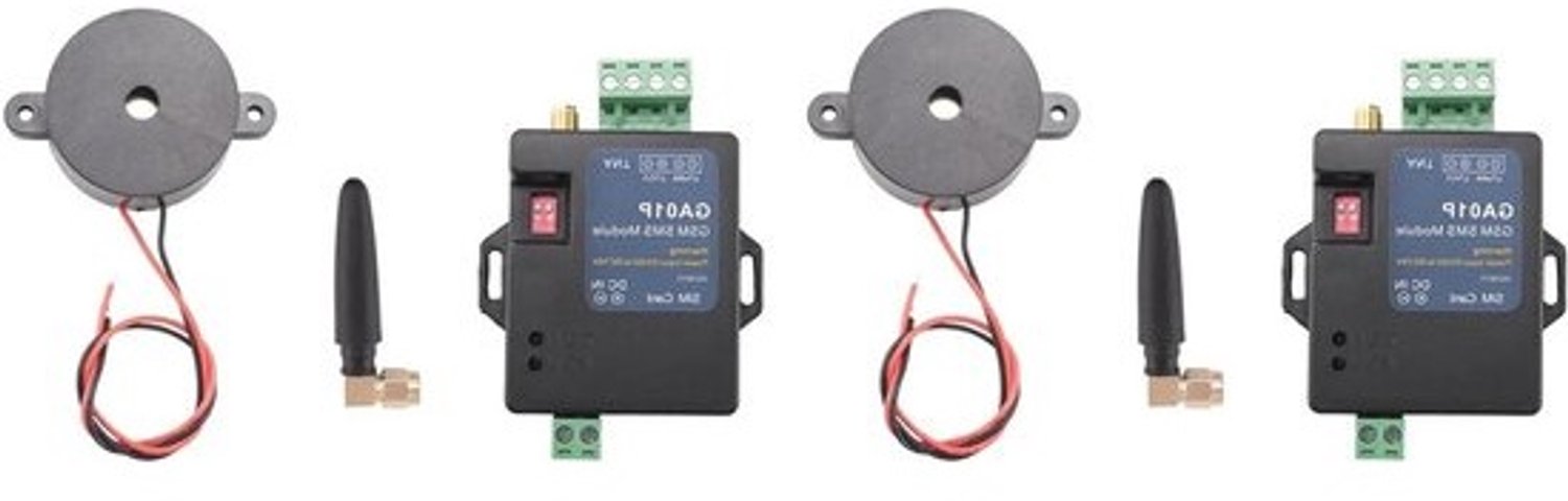GSM-alarmbox - Sms-melder - Waarschuwing bij stroomuitval - Ingebouwde batterij - 2 stuks - Zwart