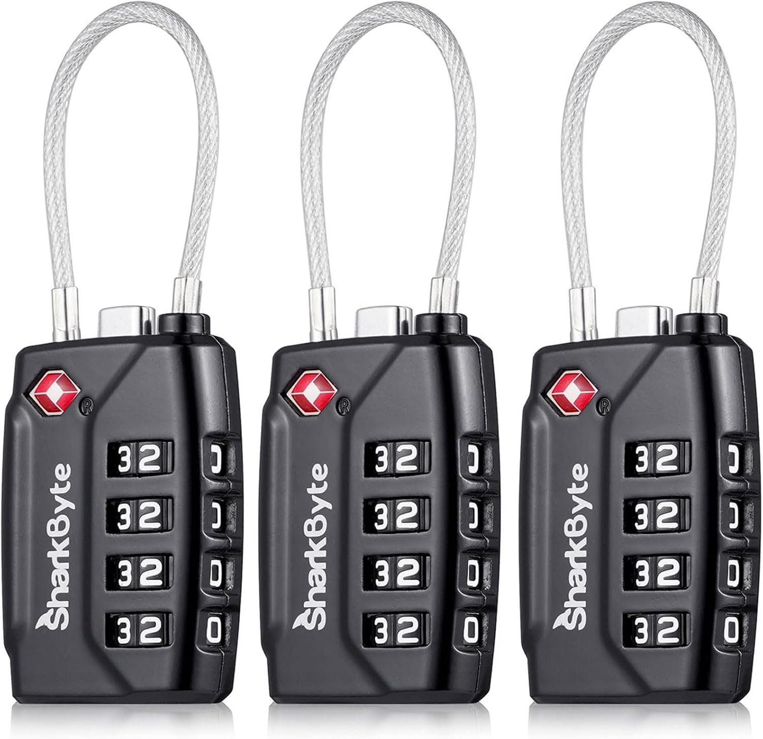SharkByte TSA Cijferslot Koffer - 4-Cijferige Beveiliging & Flexibele Kabel