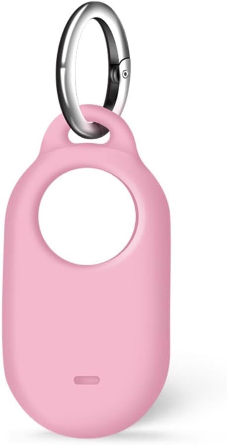 Hoesje voor Samsung SmartTag2, siliconen hoes met sleutelhanger voor Samsung Galaxy Smart Tag2 (Rose)