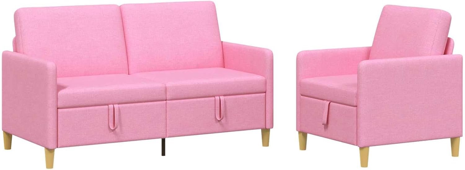Sofa met opbergruimte, 2 stuks, roze, polyester, met in hoogte