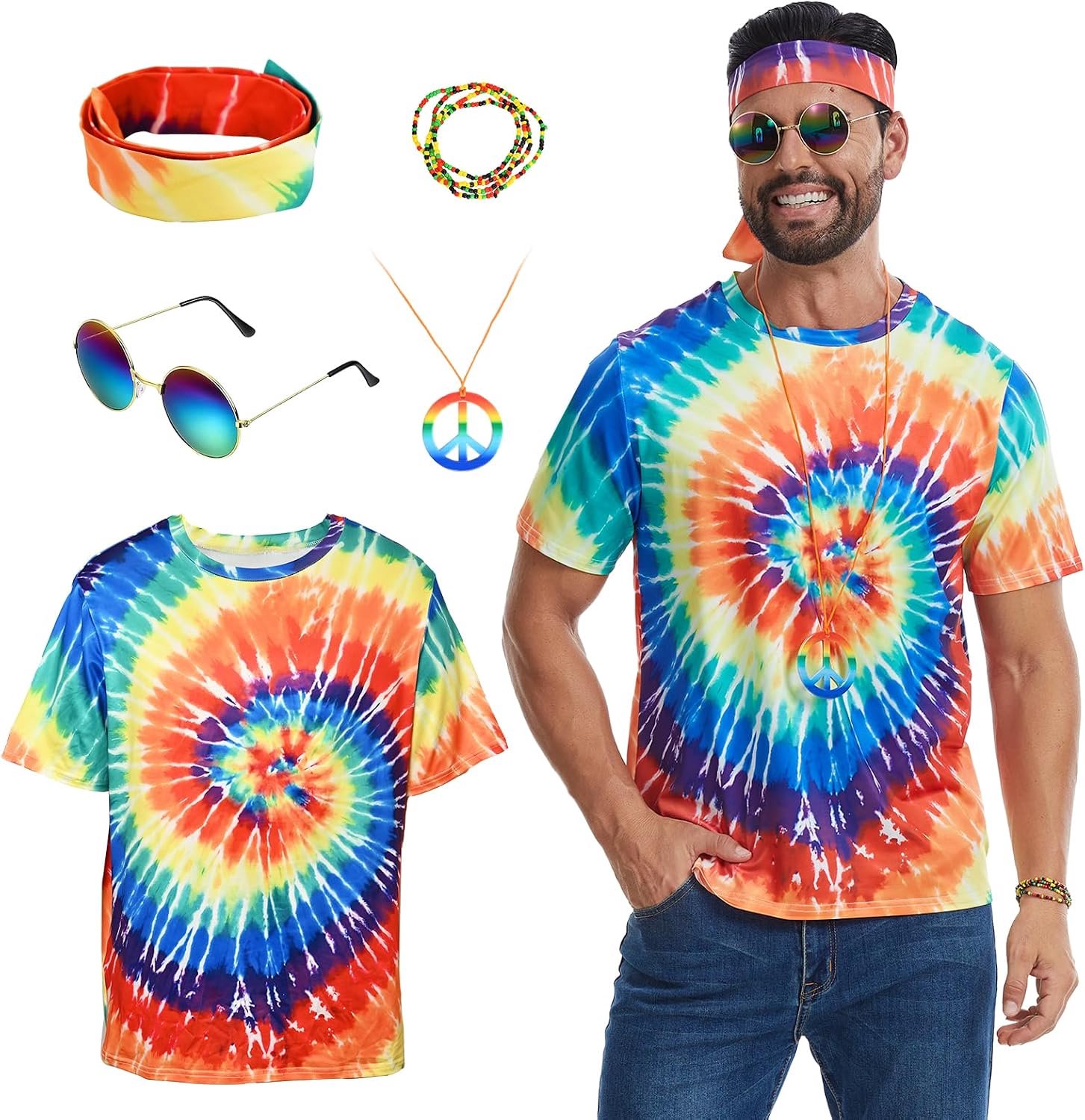 Hippiekostuum voor heren, jaren 60 en 70 retro-outfit