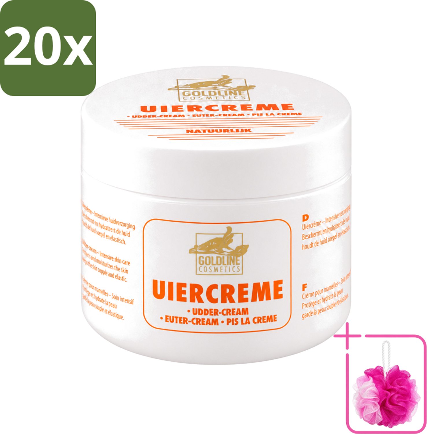 20 x Goldline - Uiercrème - Huidverzorging - Intensief Hydraterend - 250 ml - Bulkverpakking - Uiercrème - Douchemop - Huidverzorging