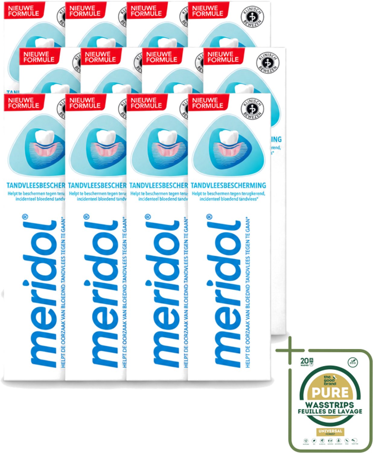 12 x Meridol - Tandpasta - Dagelijkse Tandverzorging - Beschermt tegen Tandvleesproblemen - 75 ml - Wasstrips - Tandpasta - Tandvleesbescherming - Geïrriteerd Tandvlees - Antibacteriële Tandpasta - Gezond Tandvlees