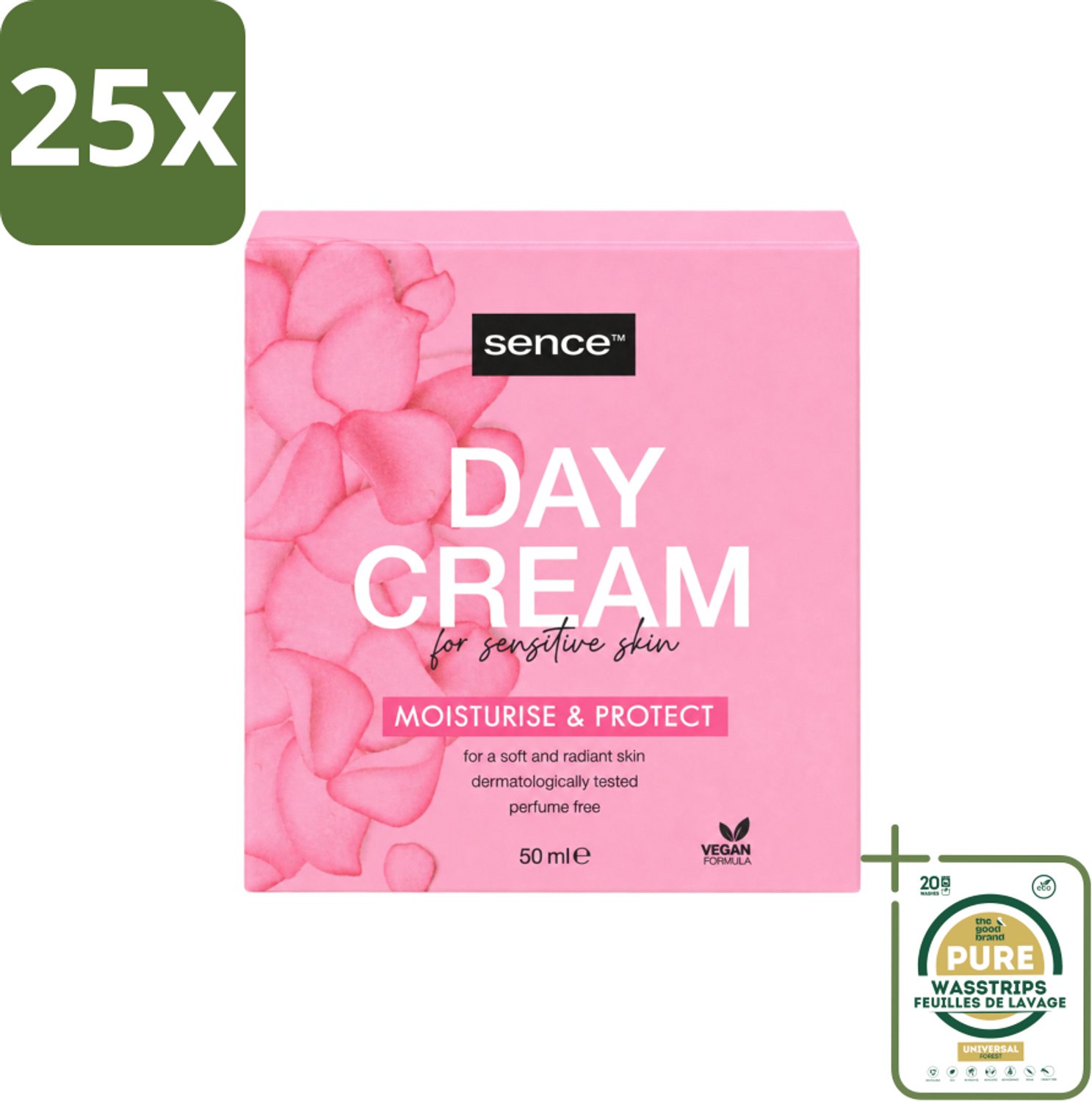25 x Sence - Gevoelige Huid - Dagcrème - Verzachtend - 50 ml - Wasstrips - Gevoelige Huid Crème - Dagcrème - Verzachtende Crème - Huidverzorging - Huidbescherming