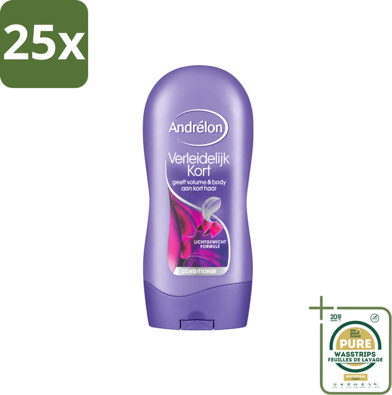 25 x Andrélon - Verleidelijk Kort - Conditioner - Voor Kort Haar - 300 ml - Wasstrips - Kort Haar Conditioner - Volume Voor Kort Haar - Verzorging Kort Haar - Luchtig Haar - Soepel Haar