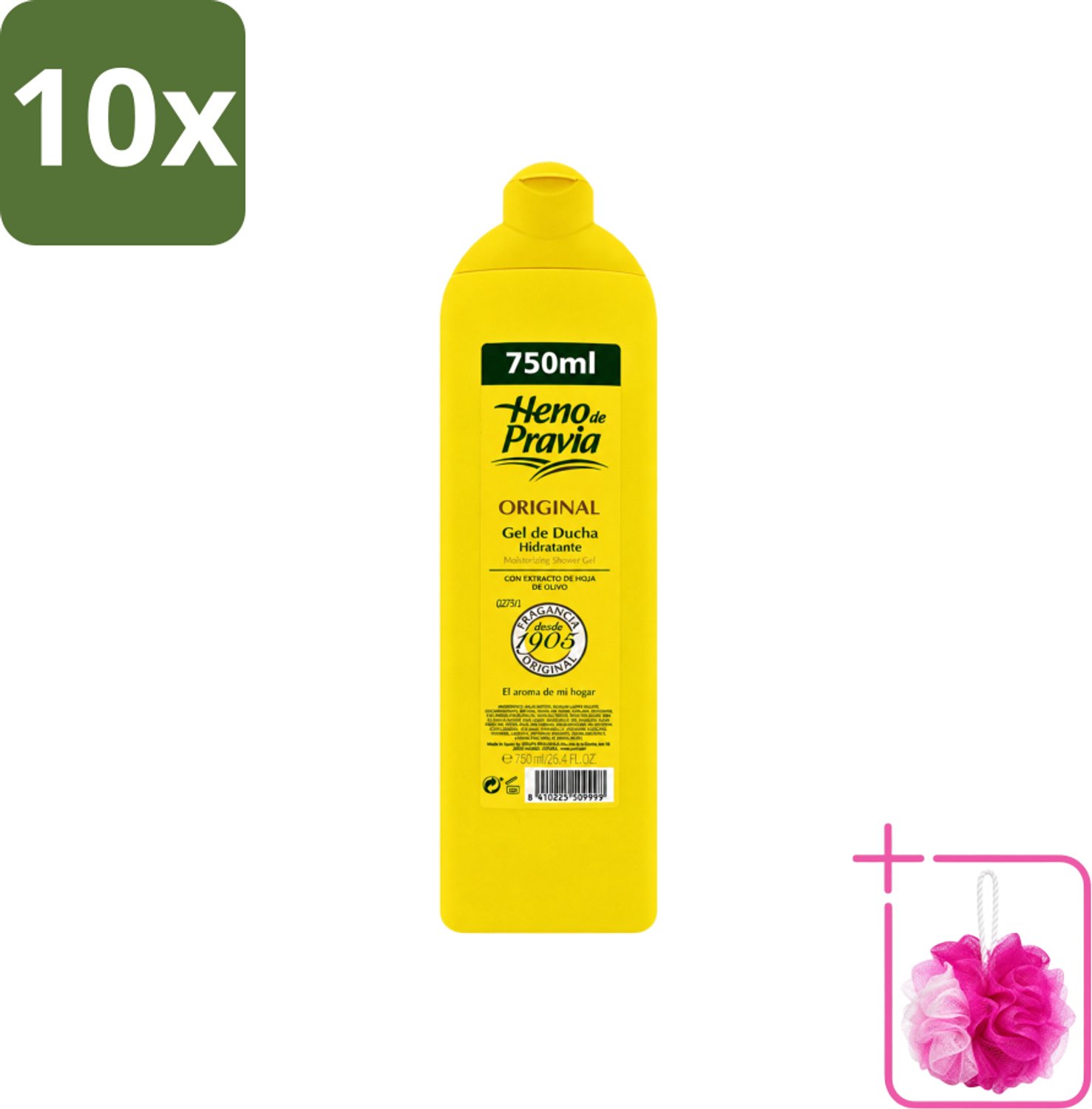 10 x Heno De Pravia - Douchegel - Original Geur - 750 ml - Bulkverpakking - Douchegel - Douchemop - Huid verzorging