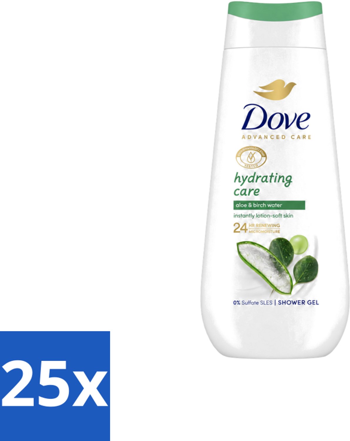 25 x Dove – Douchecrème – Hydrating Care – 225 ml - Voordeelverpakking - 25 stuks