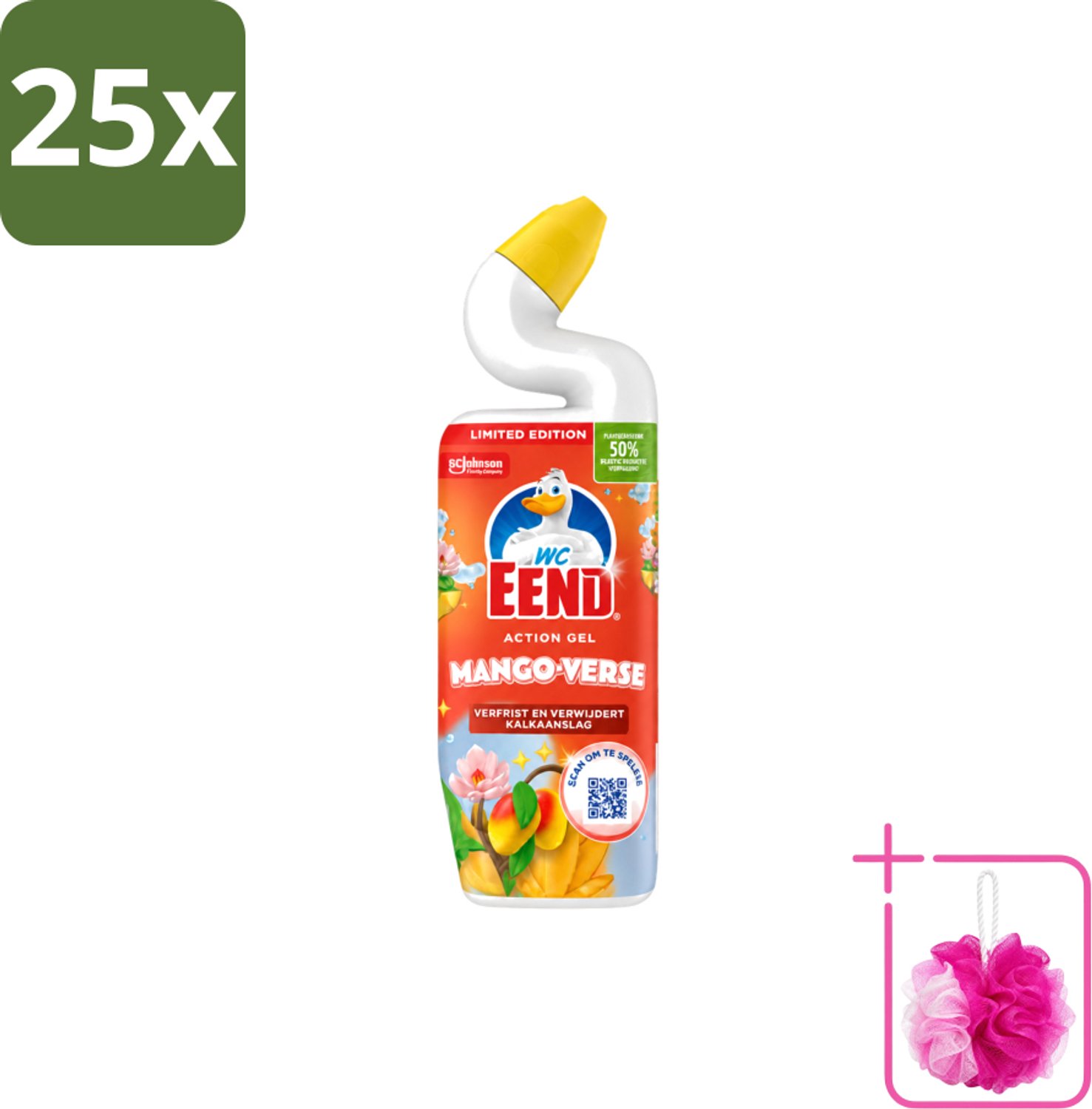 25 x WC Eend – Toiletgel – Action Gel Mango Fresh – 750 ml - Bulkverpakking - Toiletreiniger - Douchemop - Wc reinigen